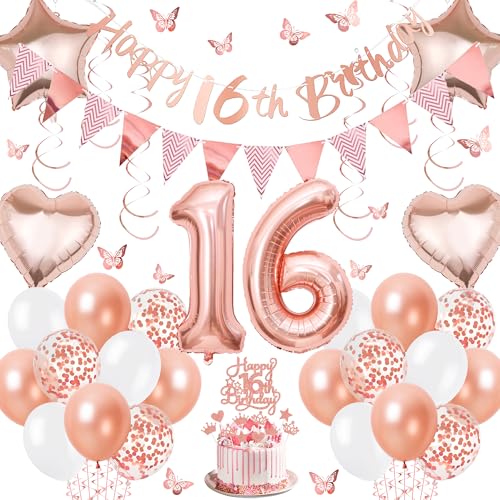 Roségoldene Geburtstagsdekorationen (16. Geburtstag Dekorationen Mädchen) von Aurmonigo