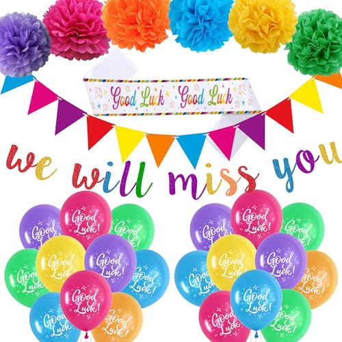 We Will Miss You Banner Dekorationen - Sorry You Are Leaving Dekoration Banner Wimpelkette Schärpe Papier Pom Poms Viel Glück Luftballons Ruhestand Abschluss Abschied Party Supplies We Will Miss You Banner Dekorationen - Sorry You Are Leaving Dekoration Banner Wimpelkette Schärpe Papier Pom Poms Viel Glück Luftballons Ruhestand Abschluss Abschied Party Supplies von Aurmonigo