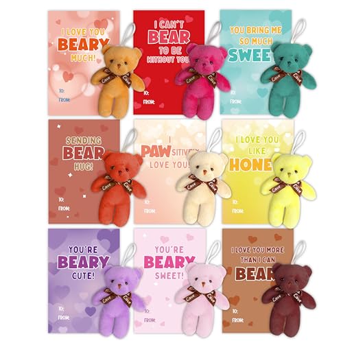Valentinstagskarten für Kinder, 24 Stück, Mini-Bären, Plüschtier mit Valentinstagskarten, Mini-Stofftier für Valentinstag, Schule, Party, Gastgeschenke für Kinder, Jungen, Mädchen, Kinderaustausch, Valentinstagskarten für Kinder, 24 Stück, Mini-Bären, Plüschtier mit Valentinstagskarten, Mini-Stofftier für Valentinstag, Schule, Party, Gastgeschenke für Kinder, Jungen, Mädchen, Kinderaustausch, von AuroTops