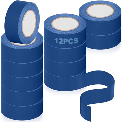 12 Rollen Abklebeband Maler, 24mm x 20m Innen Dekoration Malerkrepp, Keinerlei Rückstände Malerband, Saubere Kanten Klebebänder, Kreppband für Renovieren, Malerarbeiten, Renovierungen (Blaues) von Aurobest