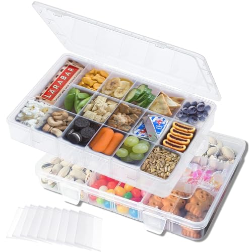 2 Stück Transparente Kunststoff Snackbox mit 18 Fächern, Aufbewahrungsbox für Süßigkeiten, Nüsse, Obst, Snacks, Sortierbox Kleinteile für Die Organisation von Nähfäden, Schmuck, Spielzeug, Ohrring 2 Stück Transparente Kunststoff Snackbox mit 18 Fächern, Aufbewahrungsbox für Süßigkeiten, Nüsse, Obst, Snacks, Sortierbox Kleinteile für Die Organisation von Nähfäden, Schmuck, Spielzeug, Ohrring von Aurobest