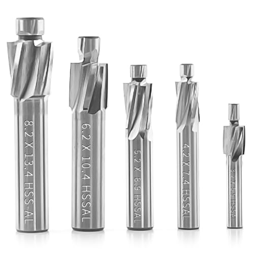M3 M4 M5 M6 M8 Senker Schaftfräser 5 Stück, 4 Flöten HSS-AL Berufe Flachsenkersatz, Senker Slot Bohrer Schaftfräser für Mühle, Senkkopf Drehfräser Kit Werkzeug für Kupfer, Aluminium, Stahl, Gusseisen M3 M4 M5 M6 M8 Senker Schaftfräser 5 Stück, 4 Flöten HSS-AL Berufe Flachsenkersatz, Senker Slot Bohrer Schaftfräser für Mühle, Senkkopf Drehfräser Kit Werkzeug für Kupfer, Aluminium, Stahl, Gusseisen von Aurobest