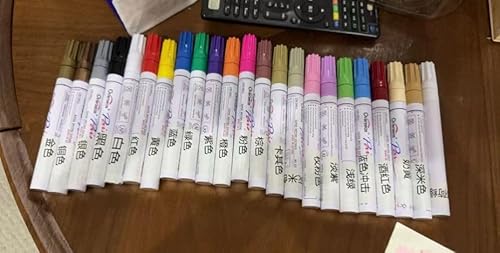 Aurobliss Paint Markers Farbige 24 Permanentmarker auf Ölbasis für Kunststoff, Stoff, Holz, Metall, Steine, Leinwand, Glas, wasserfeste Outdoor-Malstifte von Aurobliss