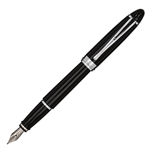 Aurora Füllfederhalter IPSILON Deluxe | Schreibstift aus Harz in Schwarz mit Beschlägen aus Rhodium | 14k Goldfeder in der Stärke M | Geschenkbox von Aurora Pen