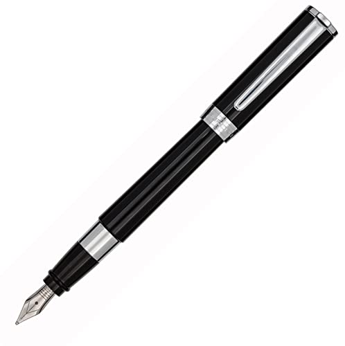 Aurora Füllfederhalter TU | Schreibstift aus Harz in Schwarz mit verchromten Beschlägen | Verchromte Stahlfeder in der Stärke M | Geschenkbox von Aurora Pen