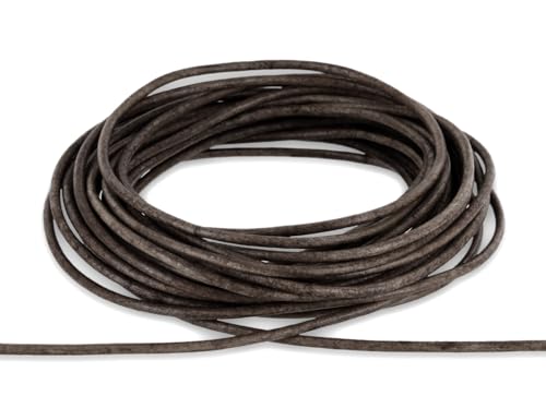 AURORIS - 10m Rolle Lederband rund - Ø 4mm - antikschwarz von Auroris