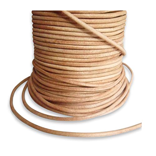 AURORIS - 50m Rolle Lederband rund - Ø 1mm - Natur (ungefärbt) von Auroris