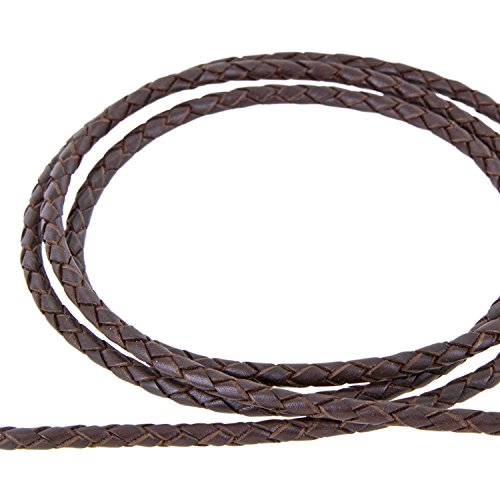 Auroris - Lederband geflochten - Durchmesser/Farbe/Länge wählbar - Variante: Ø 3mm / braun / 1m von Auroris