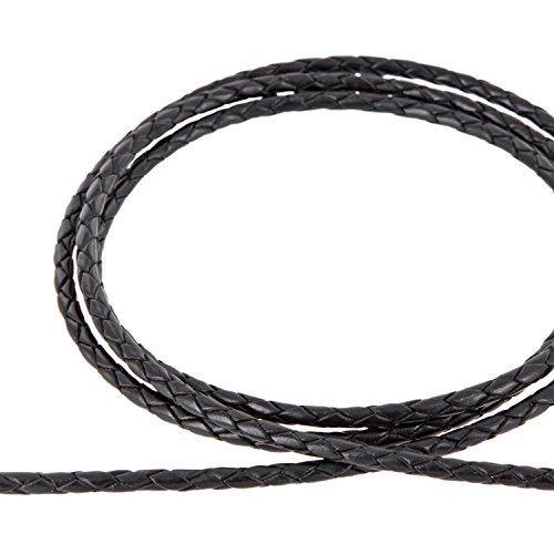 Auroris - Lederband geflochten - Durchmesser/Farbe/Länge wählbar - Variante: Ø 3mm / schwarz / 3m von Auroris