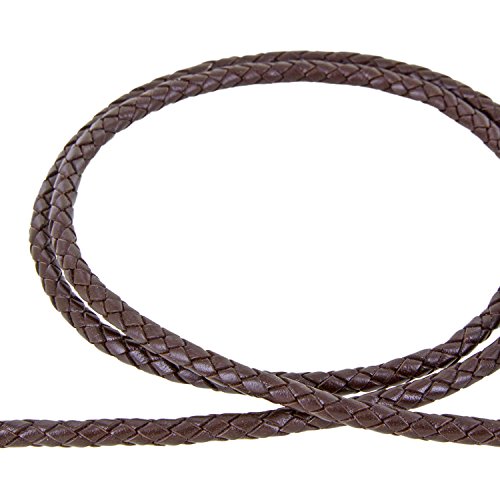 Auroris - Lederband geflochten - Durchmesser/Farbe/Länge wählbar - Variante: Ø 5mm / braun / 3m von Auroris