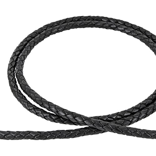 Auroris - Lederband geflochten - Durchmesser/Farbe/Länge wählbar - Variante: Ø 5mm / schwarz / 1m von Auroris