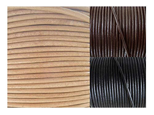 AURORIS - Lederband rund Ø 2 mm - Länge/Farbe wählbar - Variante: 10m / natur von Auroris