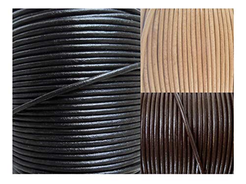 Auroris - Lederband rund Ø 2 mm - Länge/Farbe wählbar - Variante: 100m Rolle/schwarz von Auroris