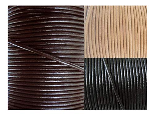 Auroris - Lederband rund Ø 3 mm - Länge/Farbe wählbar - Variante: 5m / Dunkelbraun von Auroris
