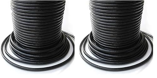 Auroris - 25m Rolle Lederband rund - Ø 2mm - schwarz (Packung mit 2) von Auroris