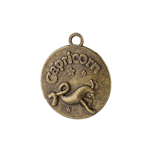 Auroris - Kleiner Anhänger aus Zinklegierung Farbe: antik-Bronze Sternzeichen wählbar, Variante: Capricorn (Steinbock) von Auroris