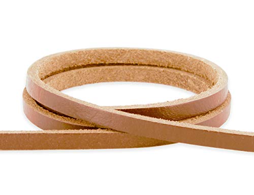 Auroris - Lederband flach 5x3 mm aus Rindsleder Länge: 1m, Farbe: Hellbraun von Auroris