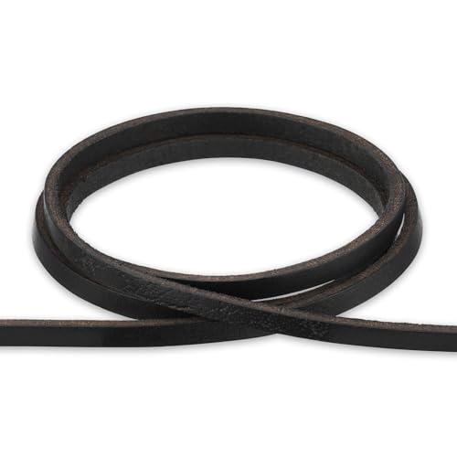 Auroris - Lederband flach 5x3 mm aus Rindsleder Länge: 1m, Farbe: schwarz von Auroris