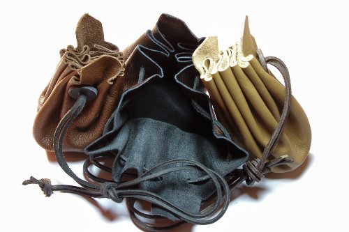 Auroris Mittelalterlicher Lederbeutel aus hochwertigem Rinds-Nappaleder Farbe: schwarz von Auroris