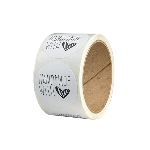 Aufkleber Handmade with Love – 50 Stück – Recyclingpapier, rund – Ø 4 cm – als Sticker oder Etiketten für Hochzeit, Weihnachten – handgemacht, Marmeladengläser, Kerzen - SCHRAFFIERTES HERZ Aufkleber Handmade with Love – 50 Stück – Recyclingpapier, rund – Ø 4 cm – als Sticker oder Etiketten für Hochzeit, Weihnachten – handgemacht, Marmeladengläser, Kerzen - SCHRAFFIERTES HERZ von Ausgewählt verpackt