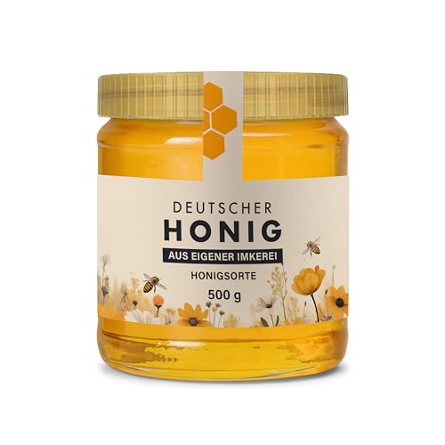 Honig Etiketten 500 g mit Gewährverschluss selbst gestalten – ab 25 Stück – Honig Aufkleber personalisierbar, selbstklebend, ablösbar – Honigetiketten für Honiggläser – (HONIG - 500 g - GEW1) von Ausgewählt verpackt