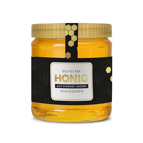 Honig Etiketten 500 g mit Gewährverschluss selbst gestalten – ab 25 Stück – Honig Aufkleber personalisierbar, selbstklebend, ablösbar – Honigetiketten für Honiggläser – (HONIG - 500 g - GEW4) von Ausgewählt verpackt