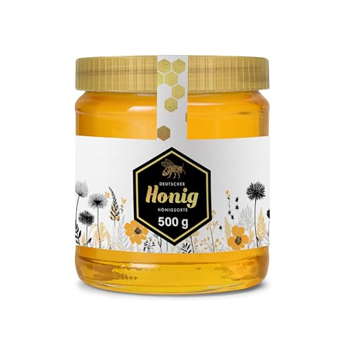 Honig Etiketten 500 g mit Gewährverschluss selbst gestalten – ab 25 Stück – Honig Aufkleber personalisierbar, selbstklebend, ablösbar – Honigetiketten für Honiggläser – (HONIG - 500 g - GEW5) von Ausgewählt verpackt