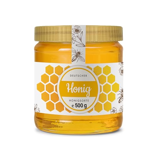 Honig Etiketten 500 g mit Gewährverschluss selbst gestalten – ab 25 Stück – Honig Aufkleber personalisierbar, selbstklebend, ablösbar – Honigetiketten für Honiggläser – (HONIG - 500 g - GEW9) von Ausgewählt verpackt