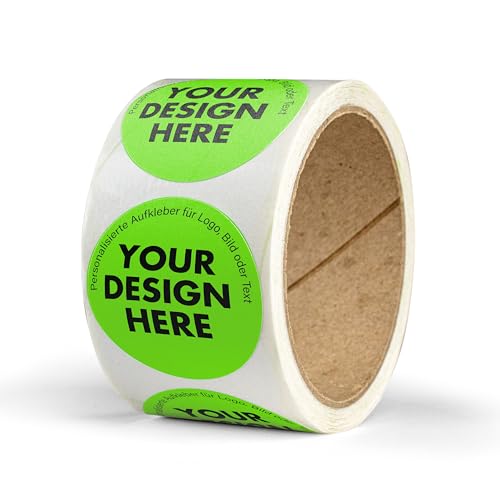Neonaufkleber selbst gestalten – ab 50 Stück – rund, ab Ø 2 cm – Neon Aufkleber mit Text – personalisierte Neon Sticker – als Preisetikett, Rabatt Sticker, Logo Aufkleber – selbstklebend – (NEONGRÜN) von Ausgewählt verpackt