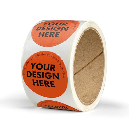 Neonaufkleber selbst gestalten – ab 50 Stück – rund, ab Ø 2 cm – Neon Aufkleber mit Text – personalisierte Neon Sticker – als Preisetikett, Rabatt Sticker, Logo Aufkleber – selbstklebend – (NEONROT) von Ausgewählt verpackt