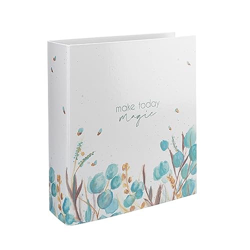 Ordner mit Motiv Blumen pastell: make today magic – Ringordner A4 – 8 cm breit, Leinenstruktur – Aktenordner als Bullet Journal, Sammelmappe, Gästebuch – für Büro, Schule, Uni von Ausgewählt verpackt