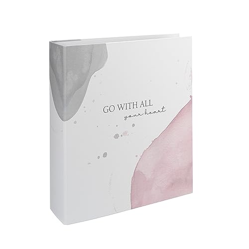 Ordner mit Motiv pastell: go with all your heart – Ringordner A4 – 8 cm breit, Leinenstruktur – Aktenordner als Bullet Journal, Sammelmappe, Gästebuch – für Büro, Schule, Uni von Ausgewählt verpackt