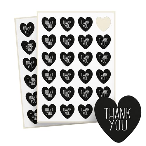 Thank you Sticker – 48 Stück auf Bogen – Herz Aufkleber, Recyclingpapier – Danke Aufkleber für Danke Geschenke und Gastgeschenke – selbstklebende Etiketten für Hochzeit und Kommunion - THANK YOU HEART von Ausgewählt verpackt