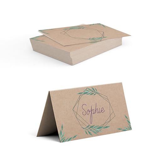 Tischkarten für Hochzeit, Geburtstag – Namensschilder – zum Beschriften auf Vorderseite – als Platzkarten oder fürs Buffet – ab 50 Stück – (PALMWEDEL) von Ausgewählt verpackt