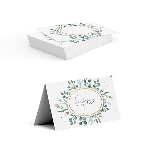 Tischkarten für Hochzeit, Geburtstag – Namensschilder – zum Beschriften auf Vorderseite – als Platzkarten oder fürs Buffet – ab 50 Stück – (ROSEN) von Ausgewählt verpackt