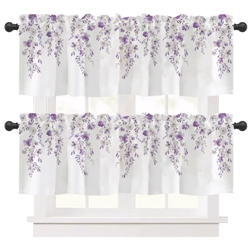 Ausing 2 Stück Blumenranke Kurze Vorhänge Küche Schlafzimmer Floral Aquarell Gedruckt Bistro Vorhang Dekoration, Lila Ausing 2 Stück Blumenranke Kurze Vorhänge Küche Schlafzimmer Floral Aquarell Gedruckt Bistro Vorhang Dekoration, Lila von Ausing