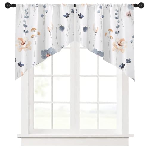 Ausing Dreieckige Kurze Vorhänge 2 PC Floral Panel Vorhang Weiß Lichtfilterung Volants Küche von Ausing