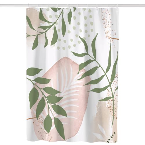 Ausing Duschvorhang 180 x 200 cm Grünes Pflanzendesign Anti-Schimmel Waschbares Textilgewebe von Ausing