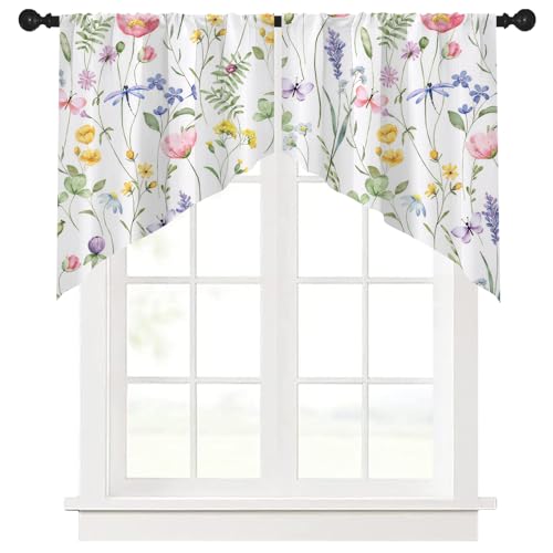 Ausing Florale Dreieckige Kurze Vorhänge Flächenvorhänge für kleine Fenster Bistro Cafe Vorhang Dekoration Ausing Florale Dreieckige Kurze Vorhänge Flächenvorhänge für kleine Fenster Bistro Cafe Vorhang Dekoration von Ausing