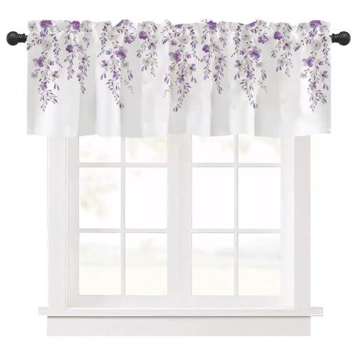 Ausing Flower Vine Kurze Vorhänge Küche Schlafzimmer Floral Aquarell Gedruckt Bistro Vorhang für Wohnzimmer Dekoration, Lila Ausing Flower Vine Kurze Vorhänge Küche Schlafzimmer Floral Aquarell Gedruckt Bistro Vorhang für Wohnzimmer Dekoration, Lila von Ausing