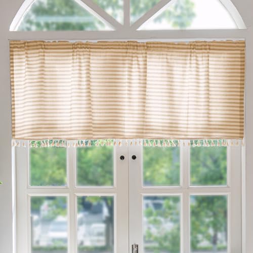 Ausing Gestreifte Küchenvorhänge Cafe Bistro Makramee Vorhang Lichtfilterung Kurzer Fenster Vorhänge Landhausstil, Weiß, 150×46 cm Ausing Gestreifte Küchenvorhänge Cafe Bistro Makramee Vorhang Lichtfilterung Kurzer Fenster Vorhänge Landhausstil, Weiß, 150×46 cm von Ausing