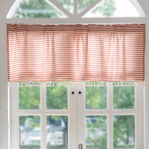Ausing Küche Fenster Gardinen Kurze Lichtfilternde Volants Gestreifte Gedruckte Gardine Vorhang Landhausstil Moderne Dekoration, Rot, 150×77 cm Ausing Küche Fenster Gardinen Kurze Lichtfilternde Volants Gestreifte Gedruckte Gardine Vorhang Landhausstil Moderne Dekoration, Rot, 150×77 cm von Ausing