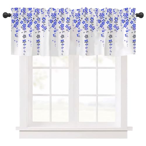 Ausing Kurze Vorhänge Aquarell Floral Küche Panel Vorhang Modern Valances für Schlafzimmer Wohnzimmer Cafe Dekoration, Blau Ausing Kurze Vorhänge Aquarell Floral Küche Panel Vorhang Modern Valances für Schlafzimmer Wohnzimmer Cafe Dekoration, Blau von Ausing