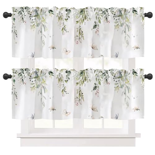 Ausing Kurzer Vorhang 2er Set Aquarell Blumenvorhänge für Schlafzimmer Bad Wohnzimmer Küche Modernes Bistro Vorhänge, Schwarz Ausing Kurzer Vorhang 2er Set Aquarell Blumenvorhänge für Schlafzimmer Bad Wohnzimmer Küche Modernes Bistro Vorhänge, Schwarz von Ausing