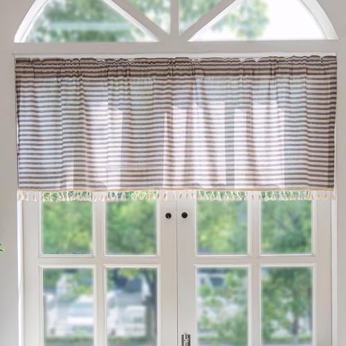 Ausing Paneel Kurzer Vorhang mit Quasten Dekorative Makramee Fenstervorhänge für Balkontür Küche Schlafzimmer Wohnzimmer, Blau, 150×61 cm Ausing Paneel Kurzer Vorhang mit Quasten Dekorative Makramee Fenstervorhänge für Balkontür Küche Schlafzimmer Wohnzimmer, Blau, 150×61 cm von Ausing