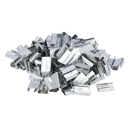 200 Stück Metall Umreifungsschnallen aus verzinktem Stahl für 16mm Kunststoff PET Band, für 500KG Bissdruck, Eisenblech-Umreifungsklammern 200 Stück Metall Umreifungsschnallen aus verzinktem Stahl für 16mm Kunststoff PET Band, für 500KG Bissdruck, Eisenblech-Umreifungsklammern von Ausla