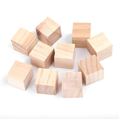25 mm 10 Stück Naturholzwürfel, glatte Holzwürfel, quadratische Holzblöcke, Holzwürfel zum Basteln, Formen, Kunst und Handwerk, Puzzle und Zahlen von Ausla