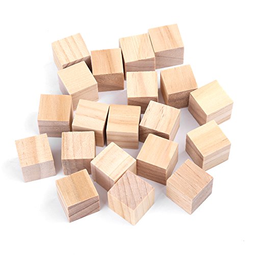 20 Stück Holzwürfel Holzblöcke Quadratisch Kleiner Würfel Holz glatte Oberfläche Dekor für kreative Hobbys und Spielzeug Handwerk 20 mm (20 Stück) von Ausla