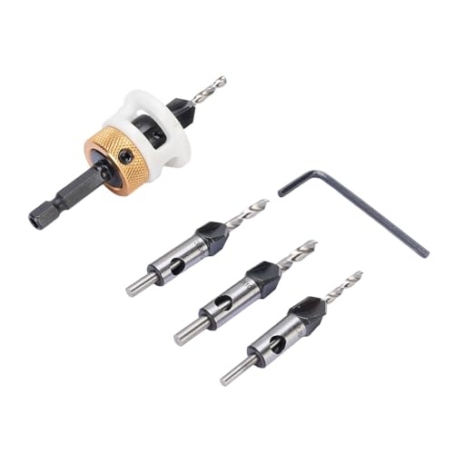 Ausla 4-teiliges Senkbohrersatz, 4 Spiralnutungen Wolfram-Aluminiumlegierung Tiefenverstellbare Stufenbohrer 6,25 Mm Schaft Ausla 4-teiliges Senkbohrersatz, 4 Spiralnutungen Wolfram-Aluminiumlegierung Tiefenverstellbare Stufenbohrer 6,25 Mm Schaft von Ausla