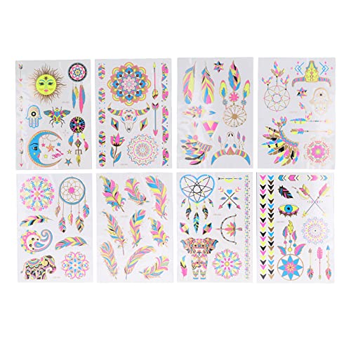 Ausla 8 Stück Neon-Tattoo-Aufkleber, Fluoreszierend, Bronzierend, Wasserdicht, Leuchtend, Neon, Party, Körper, Gesicht, Haut, Temporäres Make-up, Tattoo-Aufkleber Ausla 8 Stück Neon-Tattoo-Aufkleber, Fluoreszierend, Bronzierend, Wasserdicht, Leuchtend, Neon, Party, Körper, Gesicht, Haut, Temporäres Make-up, Tattoo-Aufkleber von Ausla